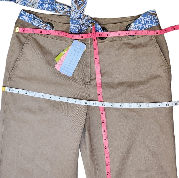 Sigrid Olsen. Wide Leg Khaki Pants w/ scarf belt. Size: 8 - Picture 5 of 10